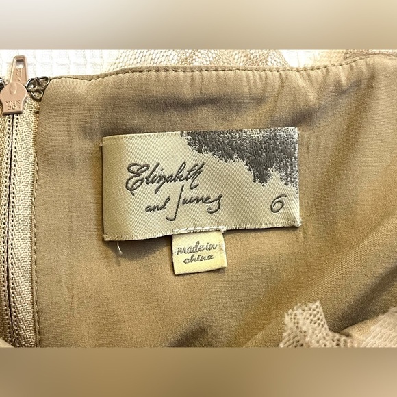 Elizabeth and James Elegant Black and Tan Strapless Wool Lace Mini Dress Size 6 - Picture 9 of 16